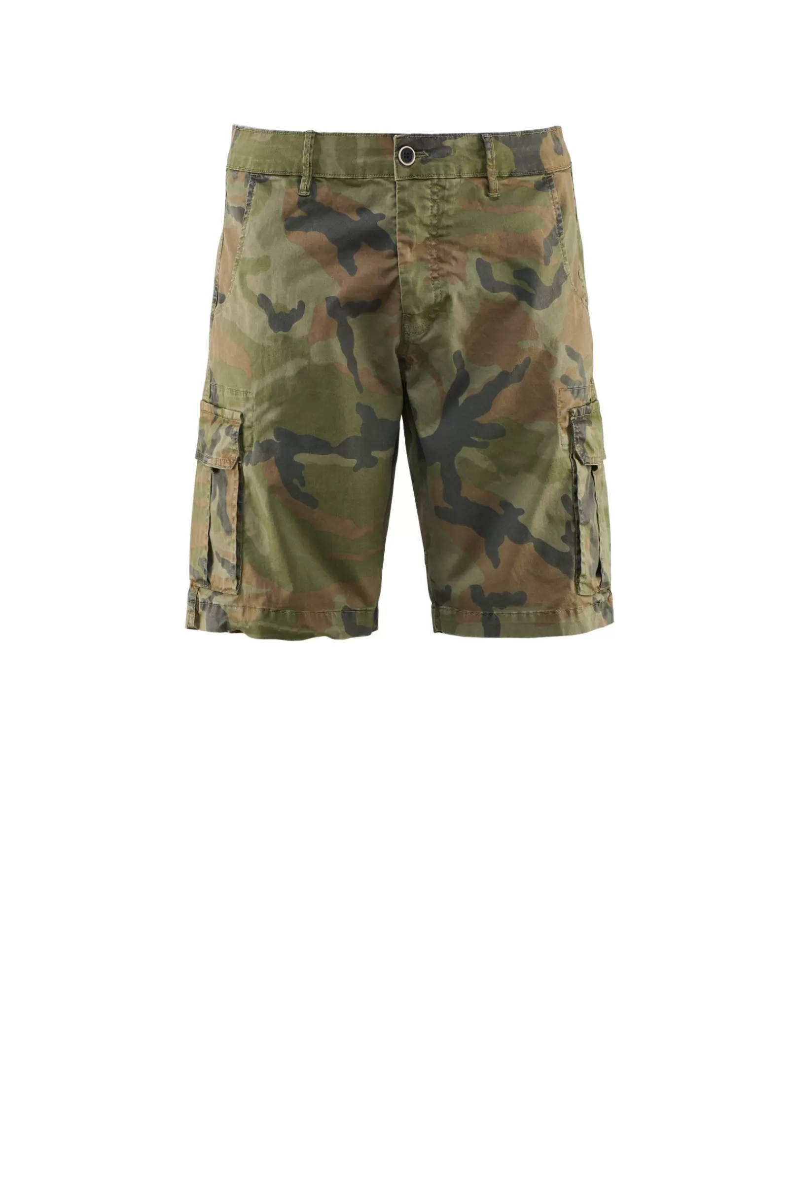 Uomo Bomboogie Bermuda & Shorts>Bermuda Cargo Fantasia Camouflage In Gabardina Di Cotone