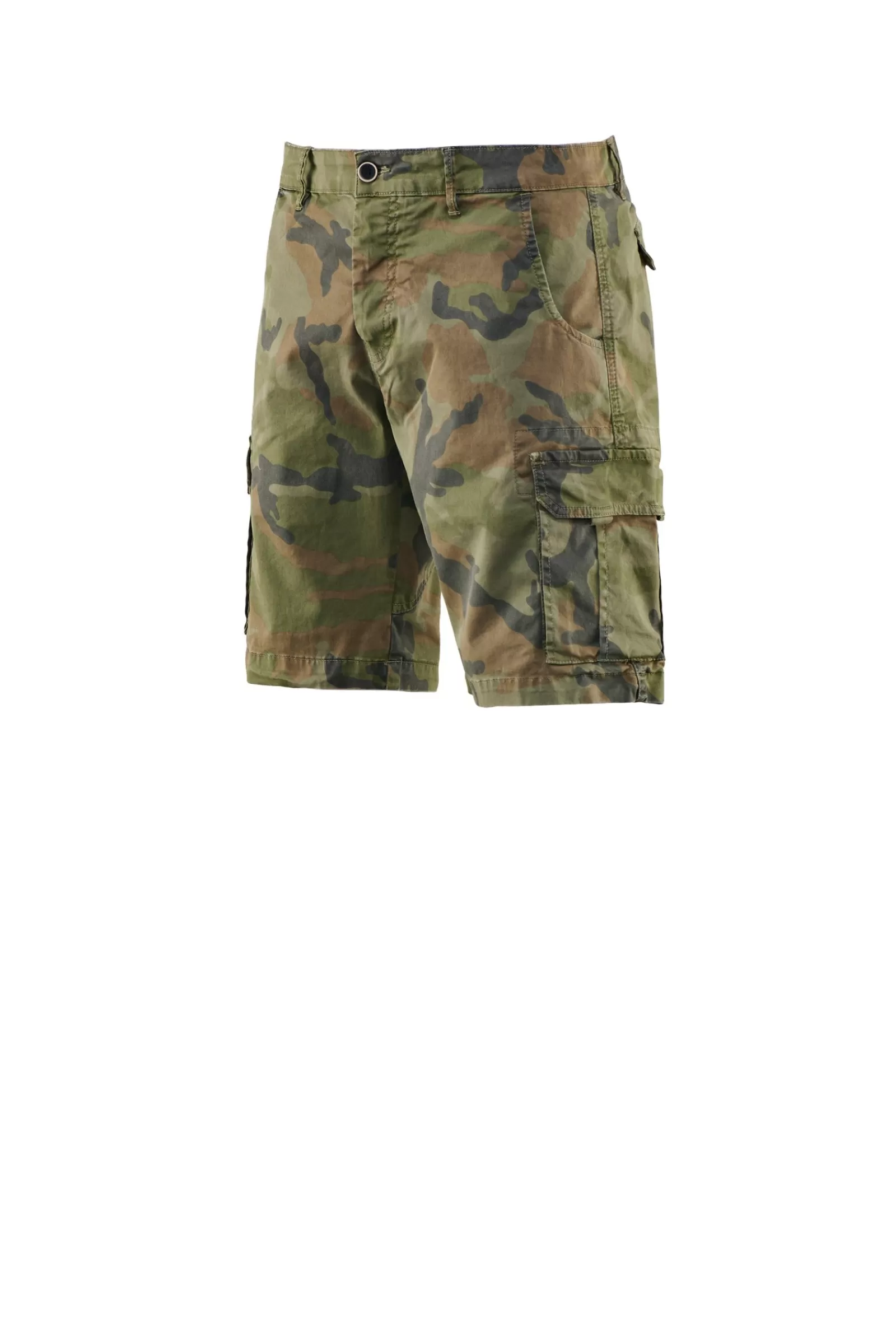 Uomo Bomboogie Bermuda & Shorts>Bermuda Cargo Fantasia Camouflage In Gabardina Di Cotone