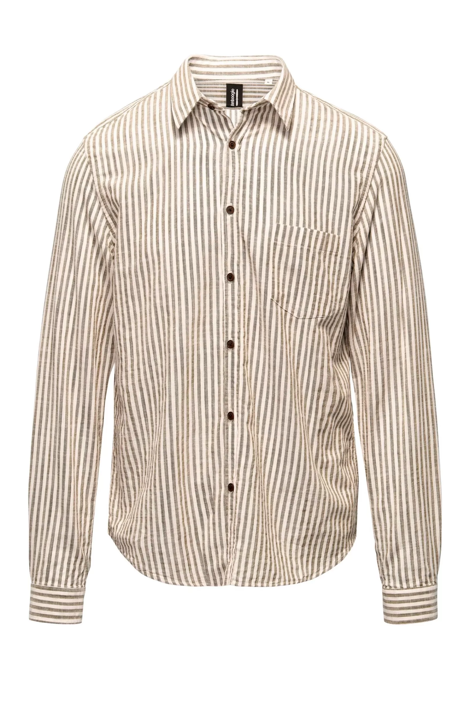 Uomo Bomboogie Camicie>Camicia In Lino/Cotone A Righe