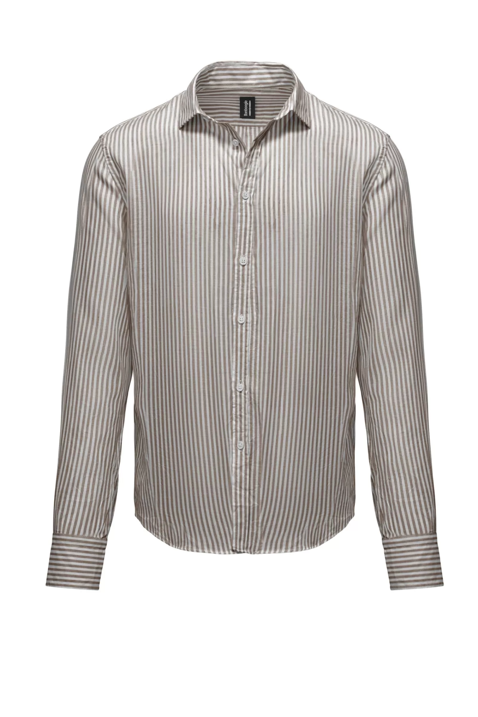 Uomo Bomboogie Camicie>Camicia In Lino/Cotone A Righe