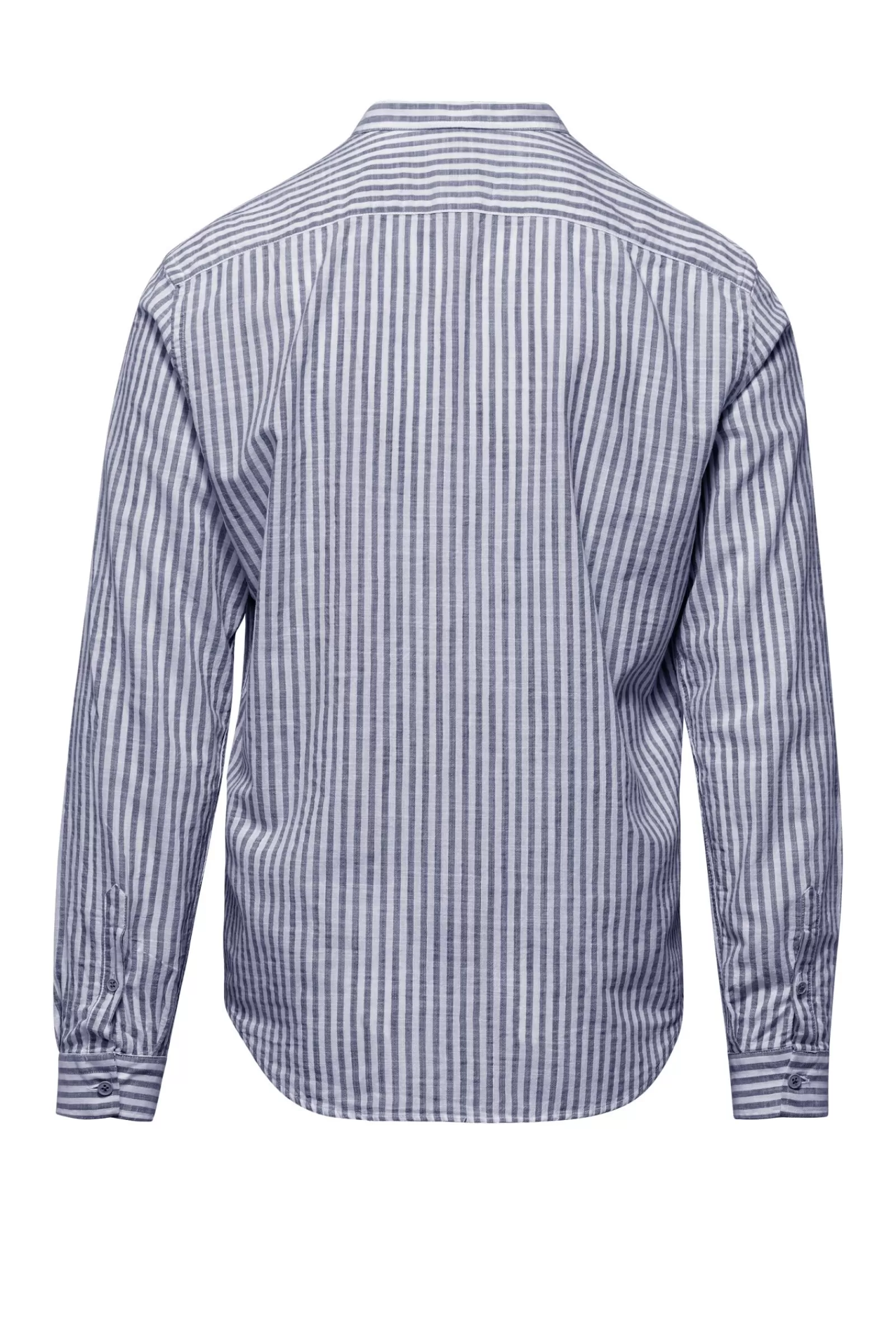Uomo Bomboogie Camicie>Camicia In Lino/Cotone A Righe Con Collo Alla Coreana