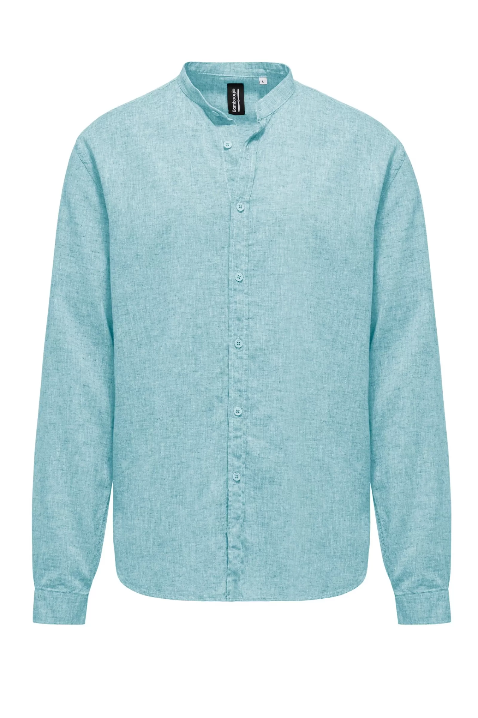 Uomo Bomboogie Camicie>Camicia In Lino/Cotone Con Collo Alla Coreana