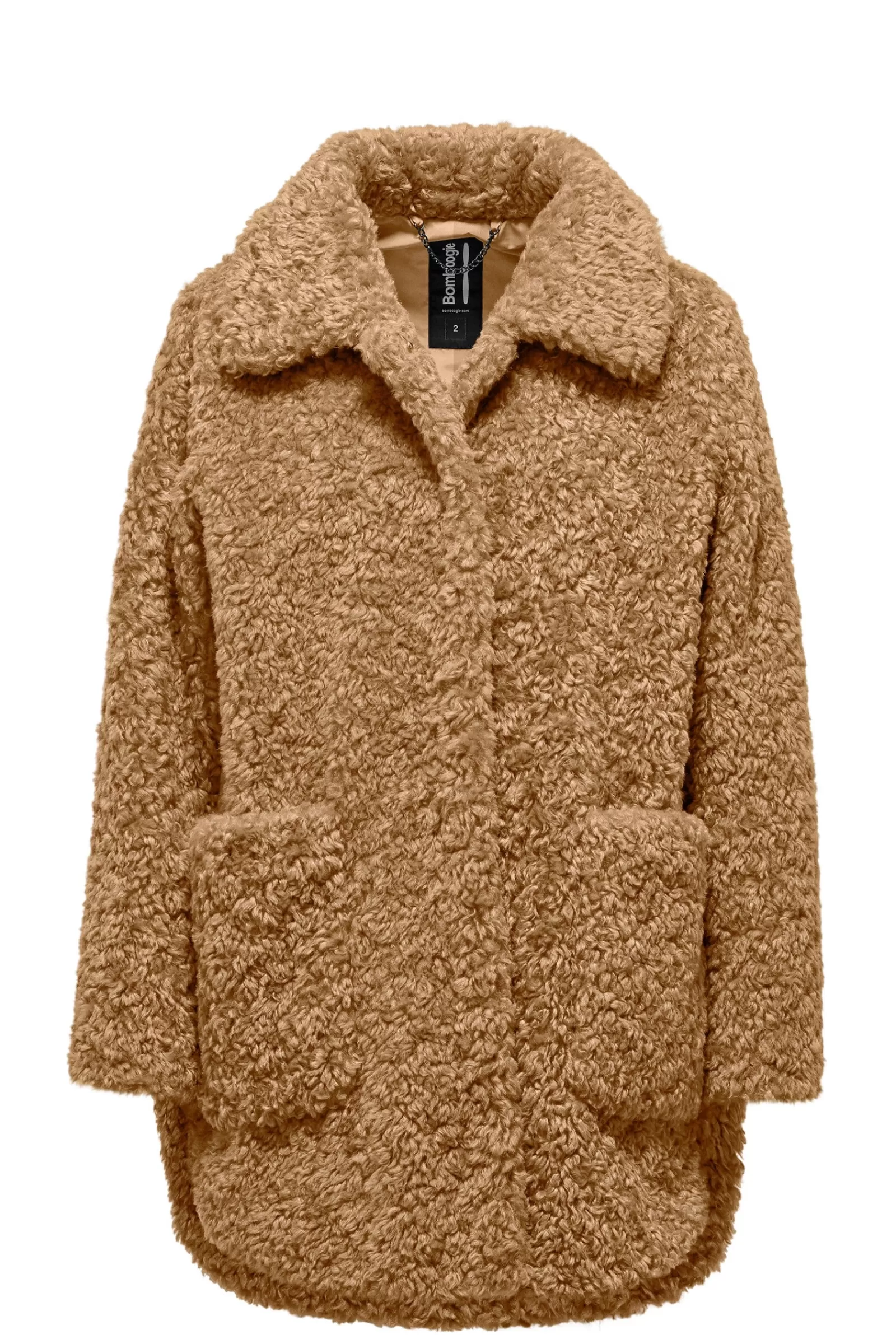 Donna Bomboogie Cappotti>Cappotto Con Colletto In Sherpa Fleece Effetto Curly