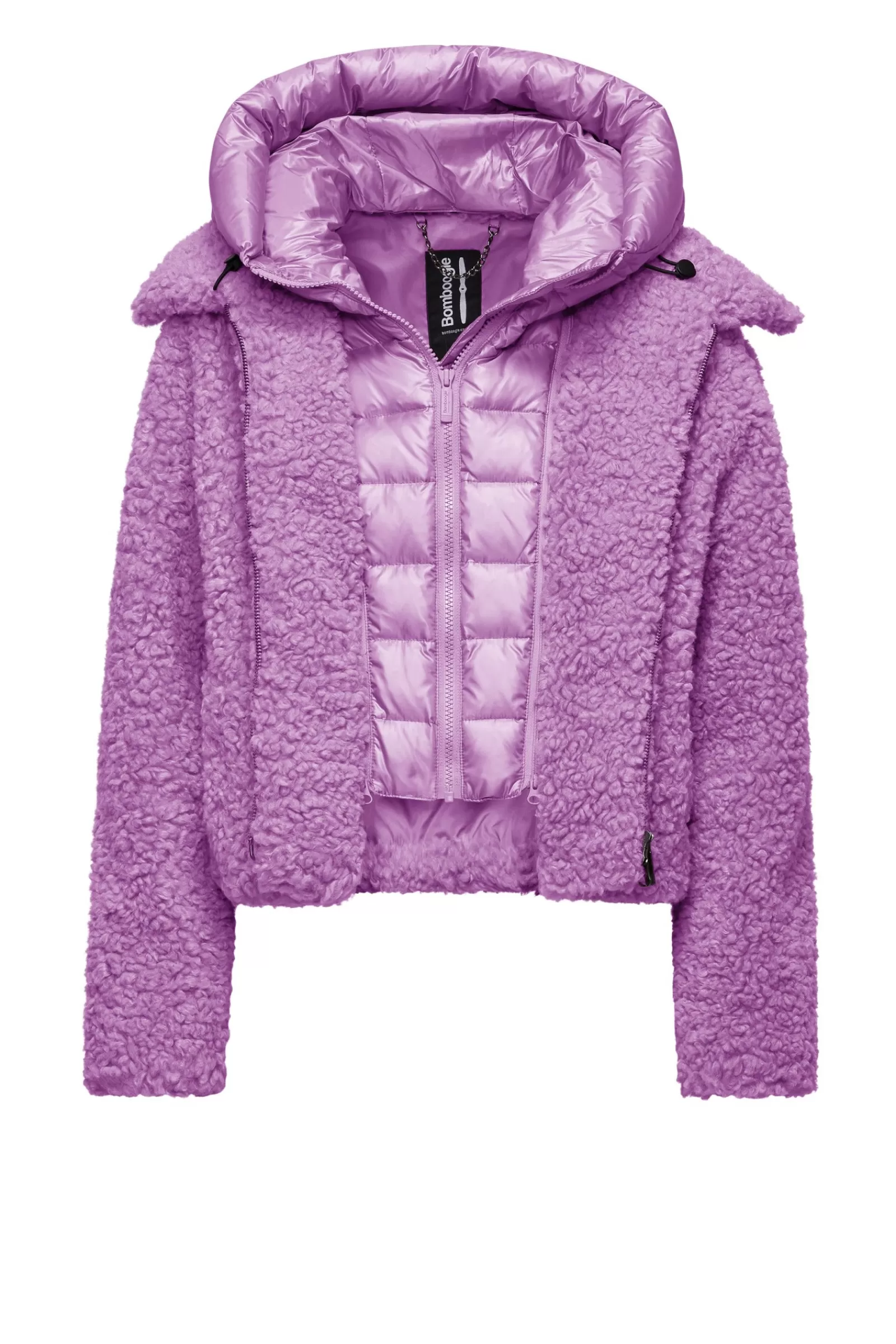 Donna Bomboogie Cappotti>Cappotto Corto In Sherpa Fleece Con Cappuccio