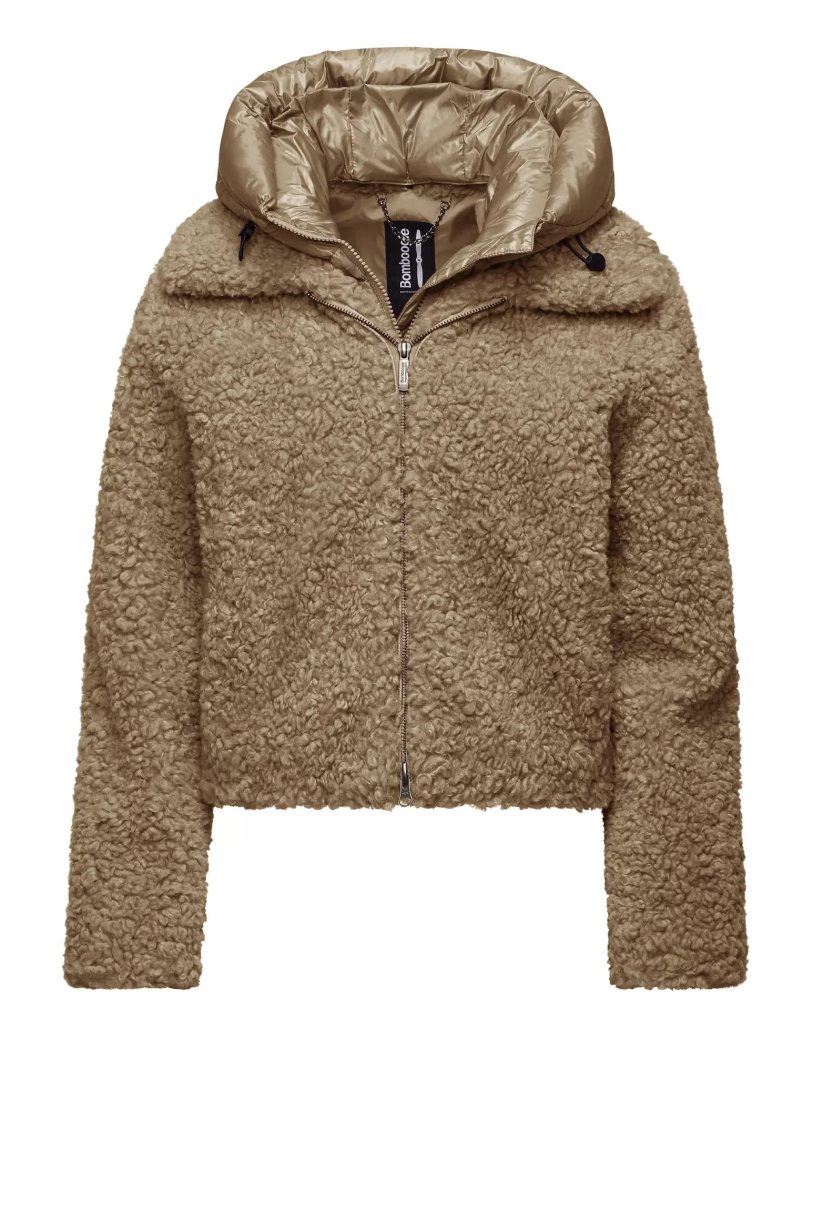 Donna Bomboogie Cappotti>Cappotto Corto In Sherpa Fleece Con Cappuccio