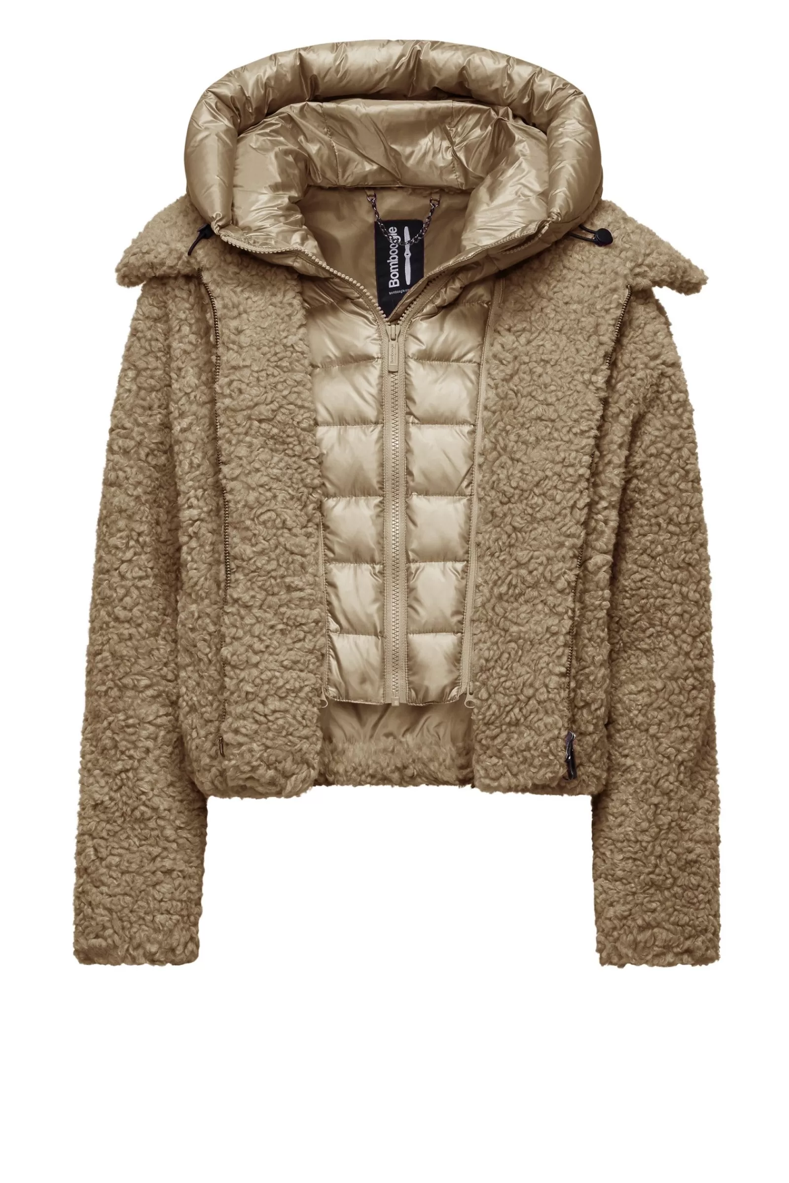 Donna Bomboogie Cappotti>Cappotto Corto In Sherpa Fleece Con Cappuccio