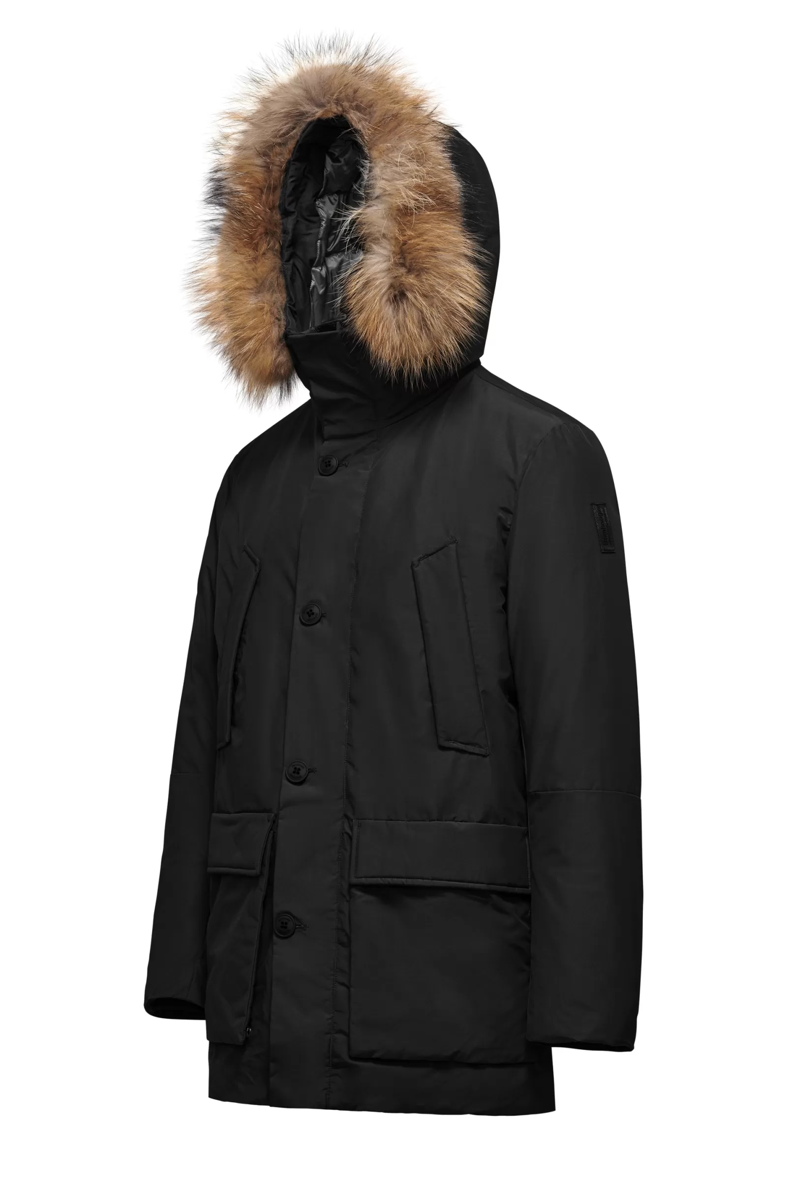 Uomo Bomboogie Parka>Parka Imbottitura Riciclata Con Bordo Cappuccio In Vera Pelliccia