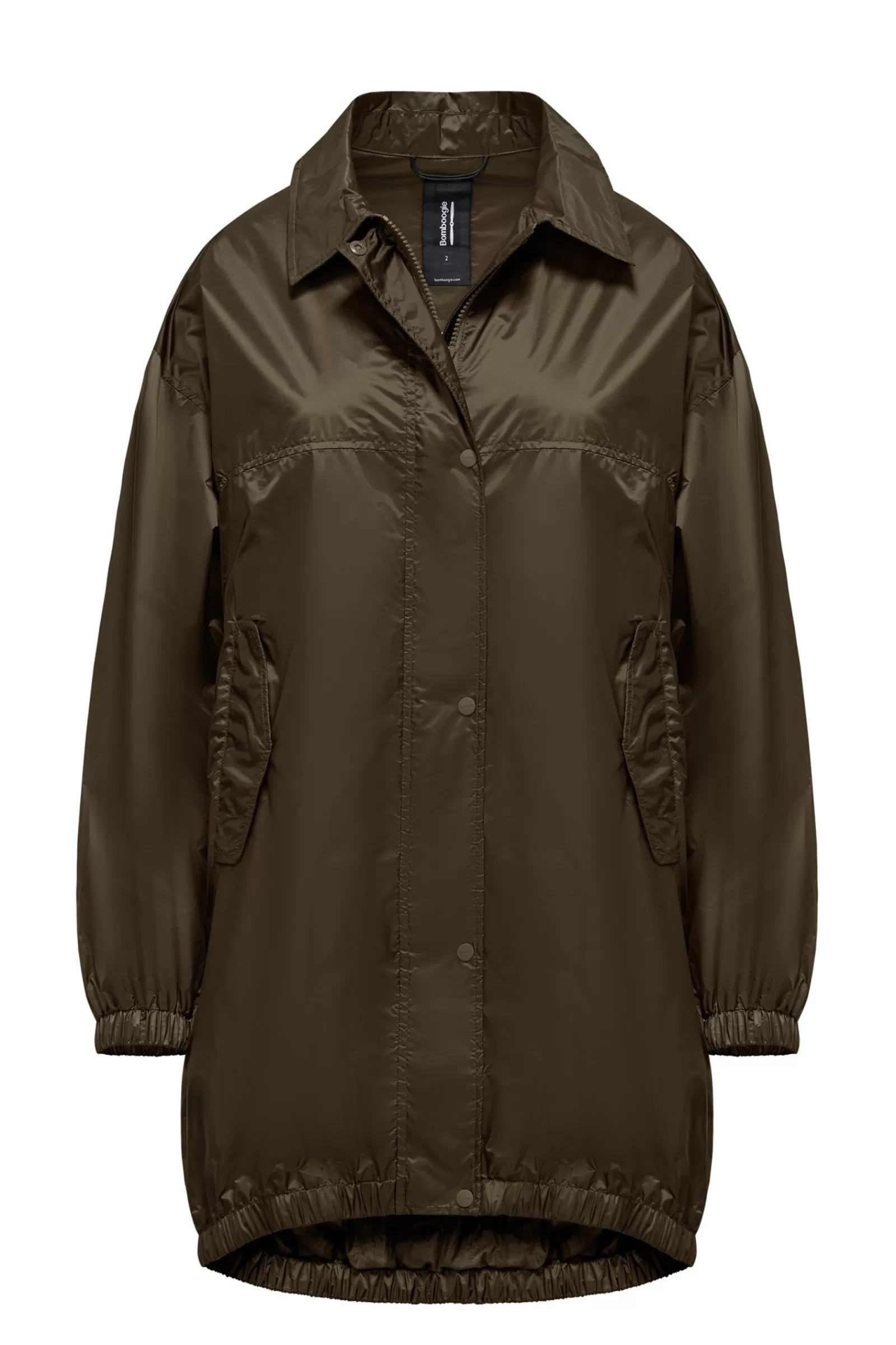 Donna Bomboogie Parka>Parka In Nylon Brillante Con Colletto