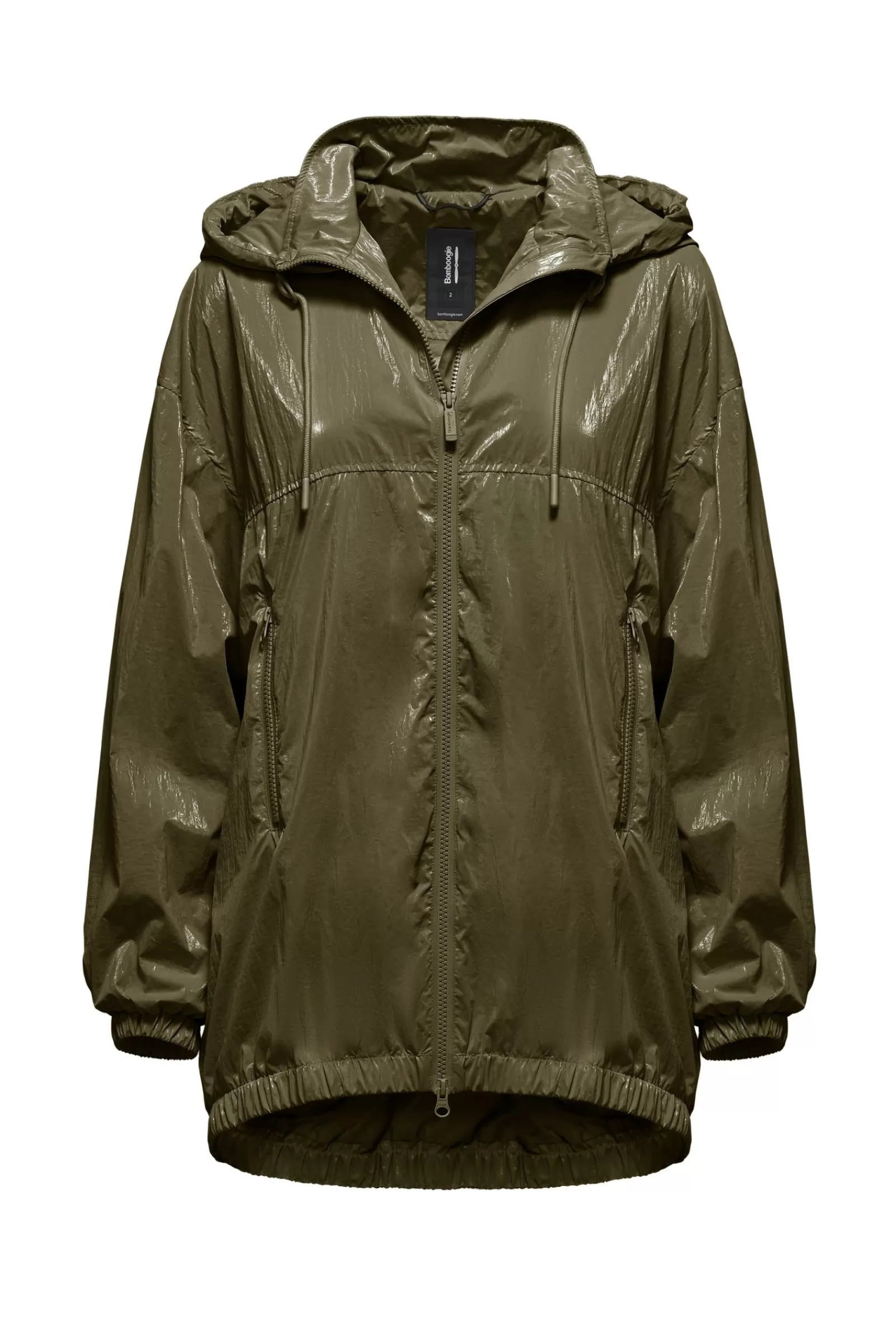 Donna Bomboogie Parka>Parka In Nylon Laminato Con Cappuccio