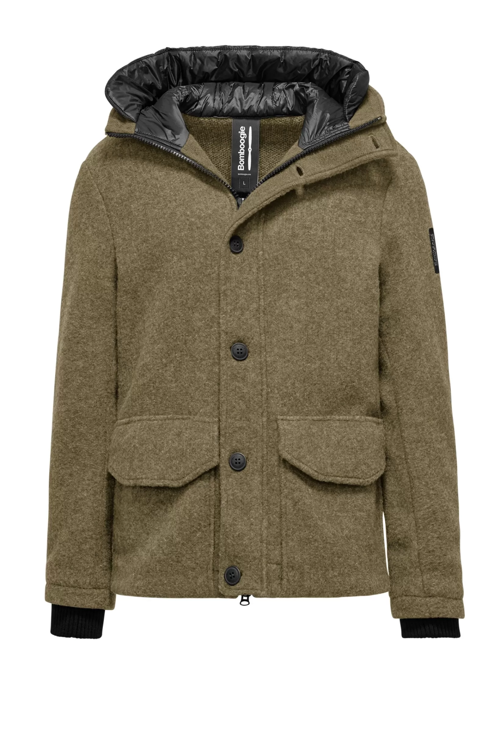 Uomo Bomboogie Cappotti>Parka In Tessuto In Lana Con Cappuccio