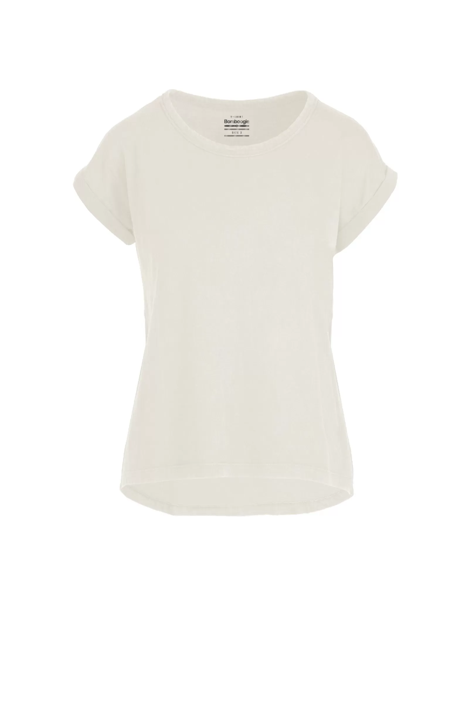 Donna Bomboogie T-Shirts>T-Shirt Girocollo Con Taglio Vivo E Maniche Risvoltate