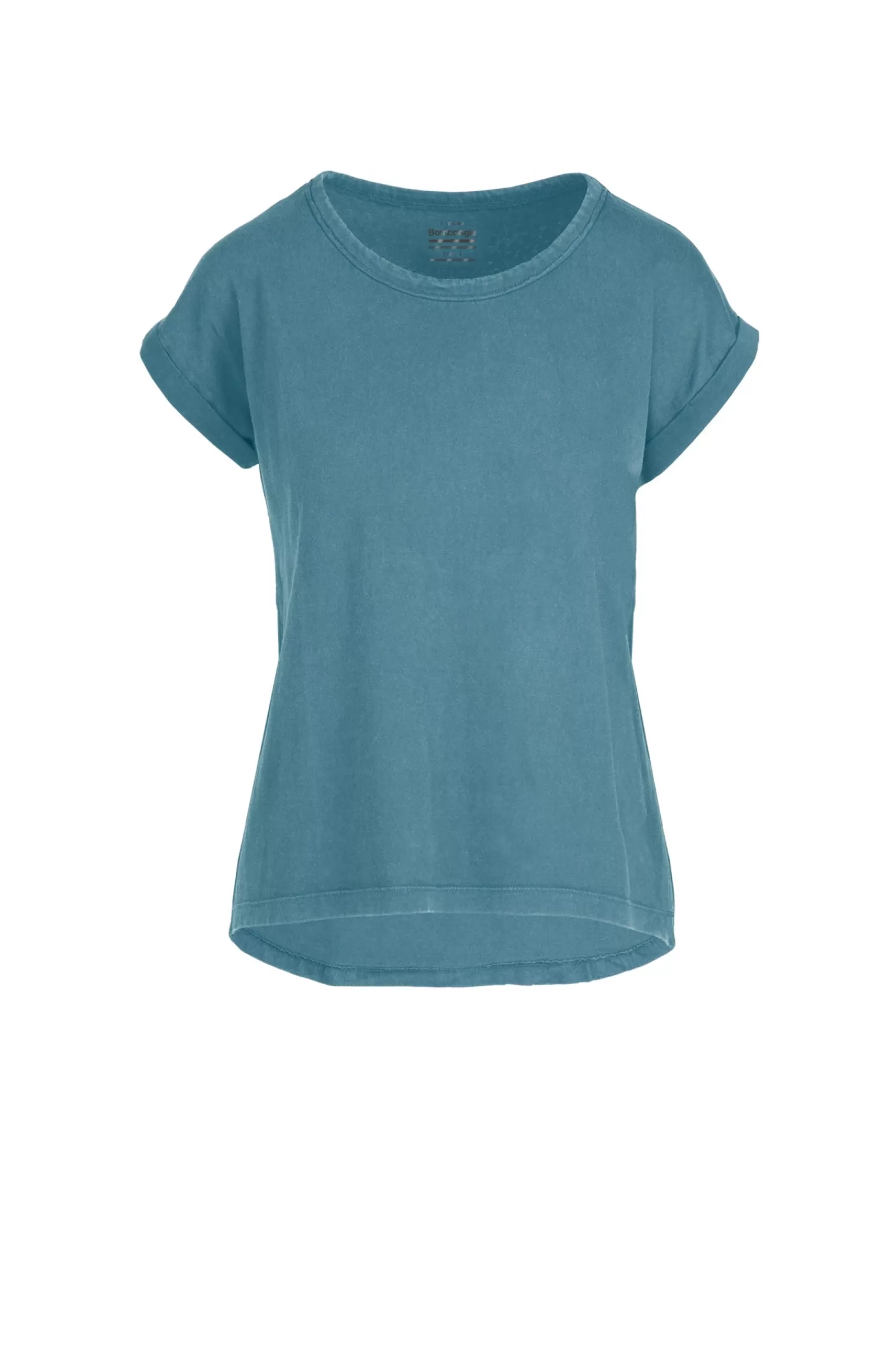 Donna Bomboogie T-Shirts>T-Shirt Girocollo Con Taglio Vivo E Maniche Risvoltate