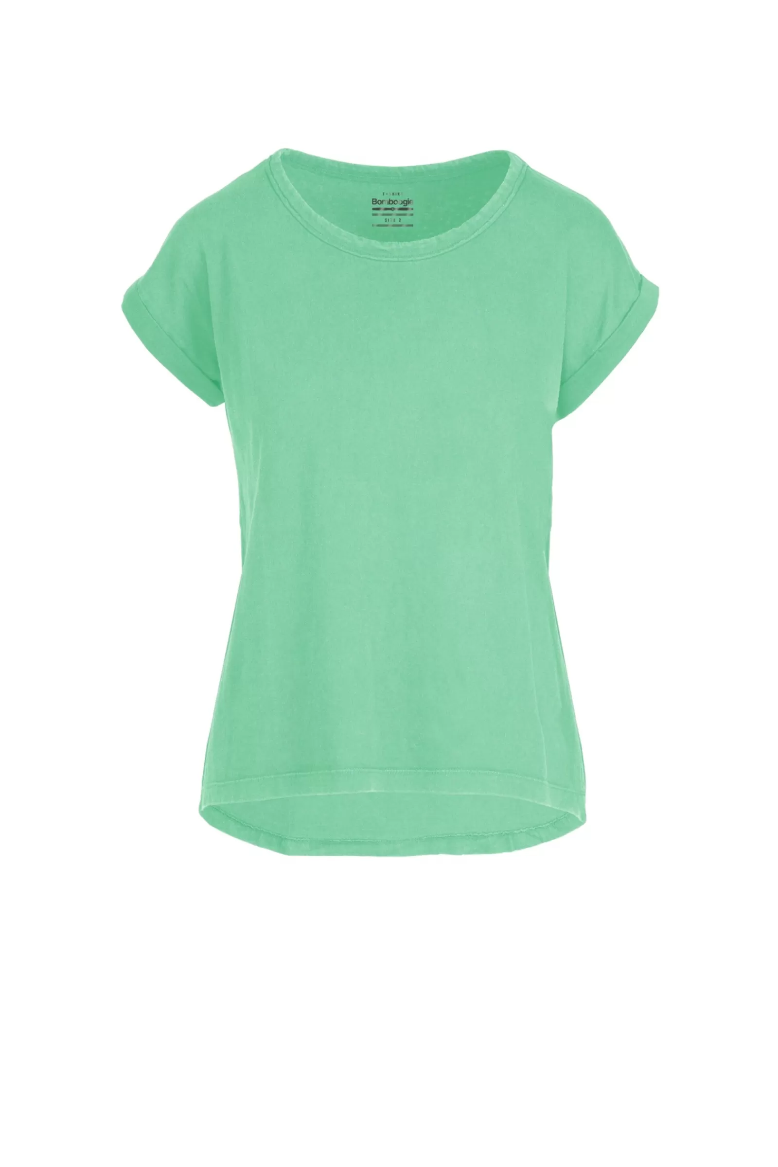 Donna Bomboogie T-Shirts>T-Shirt Girocollo Con Taglio Vivo E Maniche Risvoltate