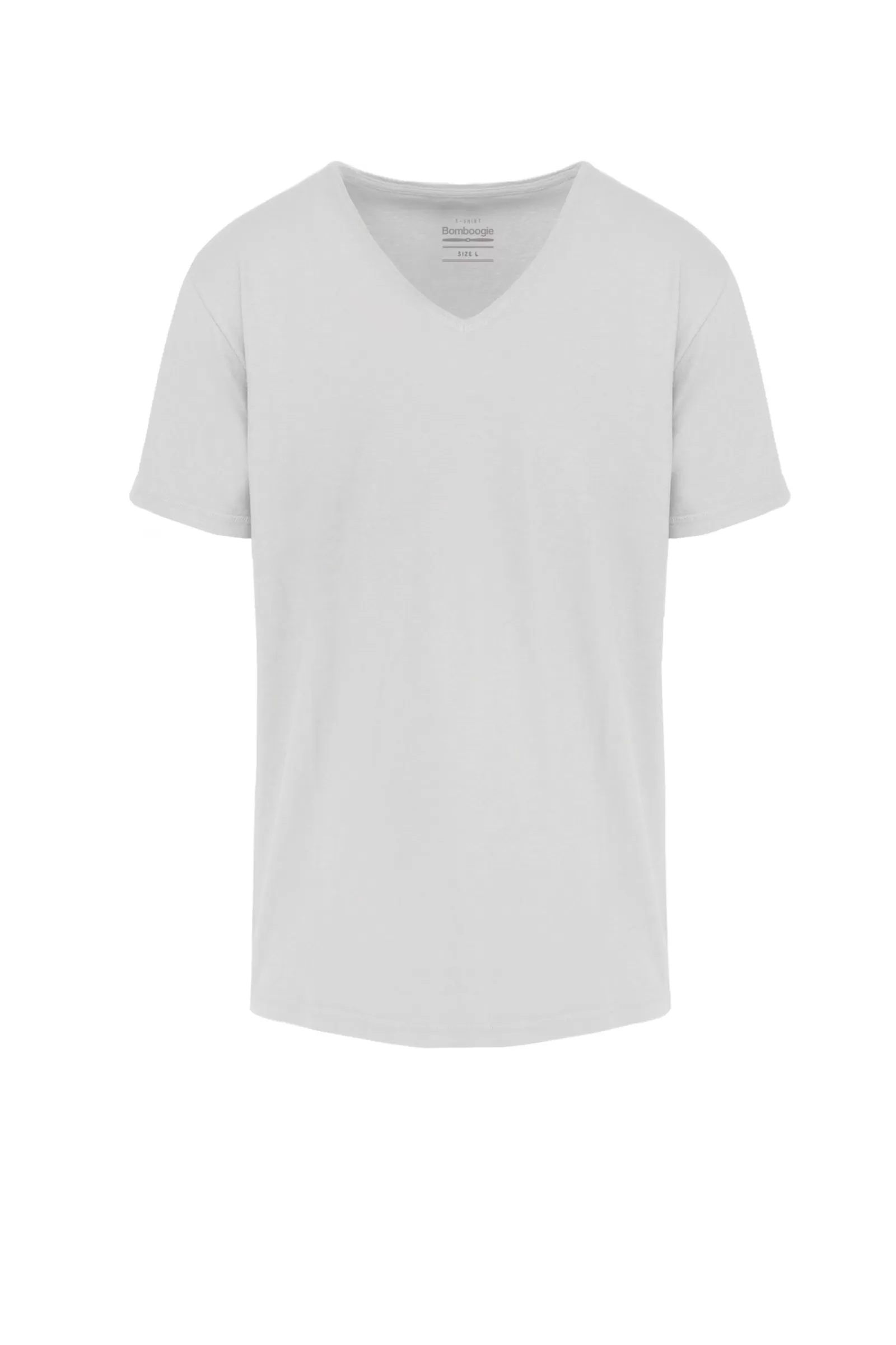 Uomo Bomboogie T-Shirts & Polo>T-shirt In Cotone E Lino Con Scollo A V